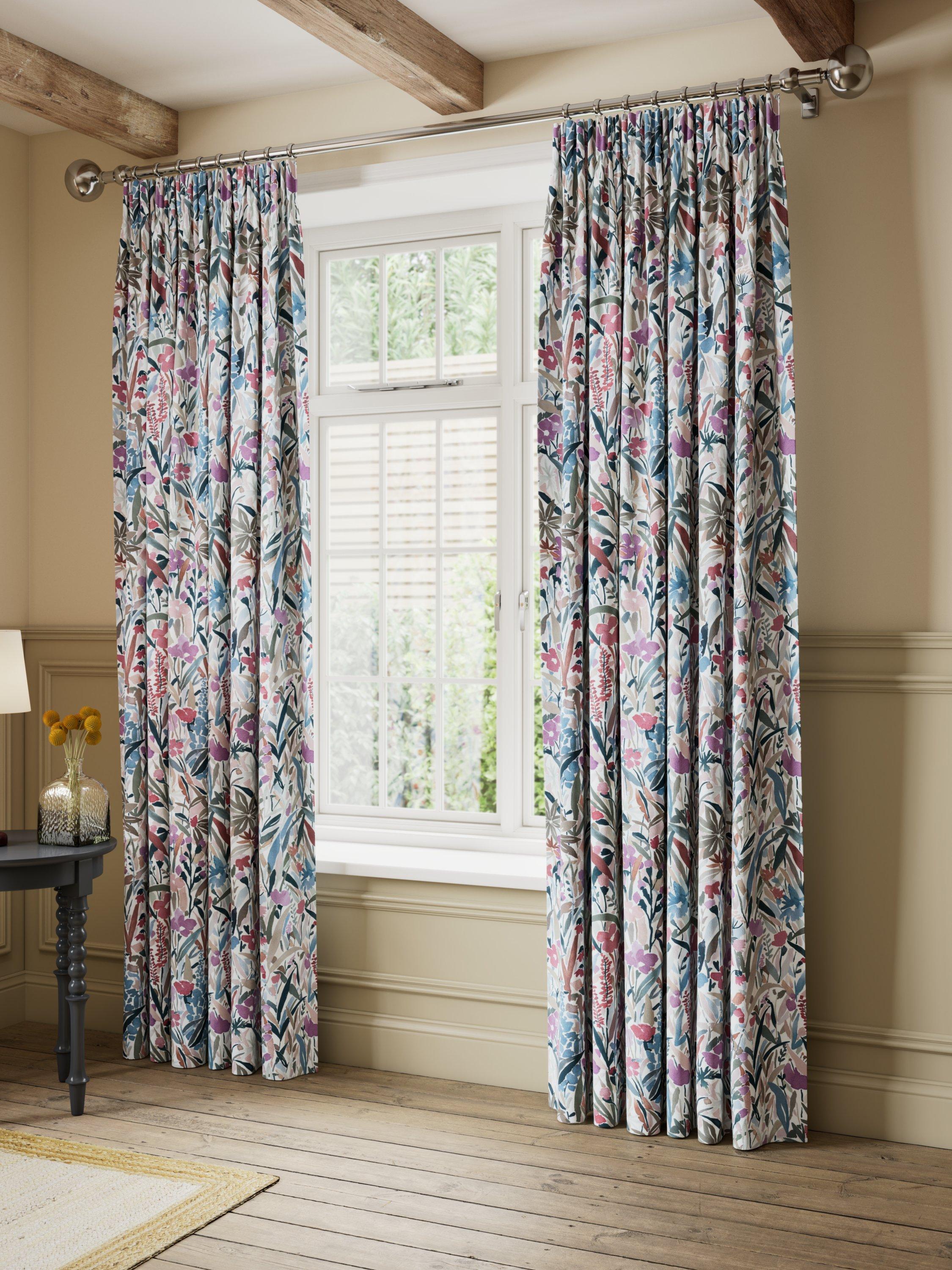 John Lewis Penelope blackout lined curtains floral print 167cm, UK version