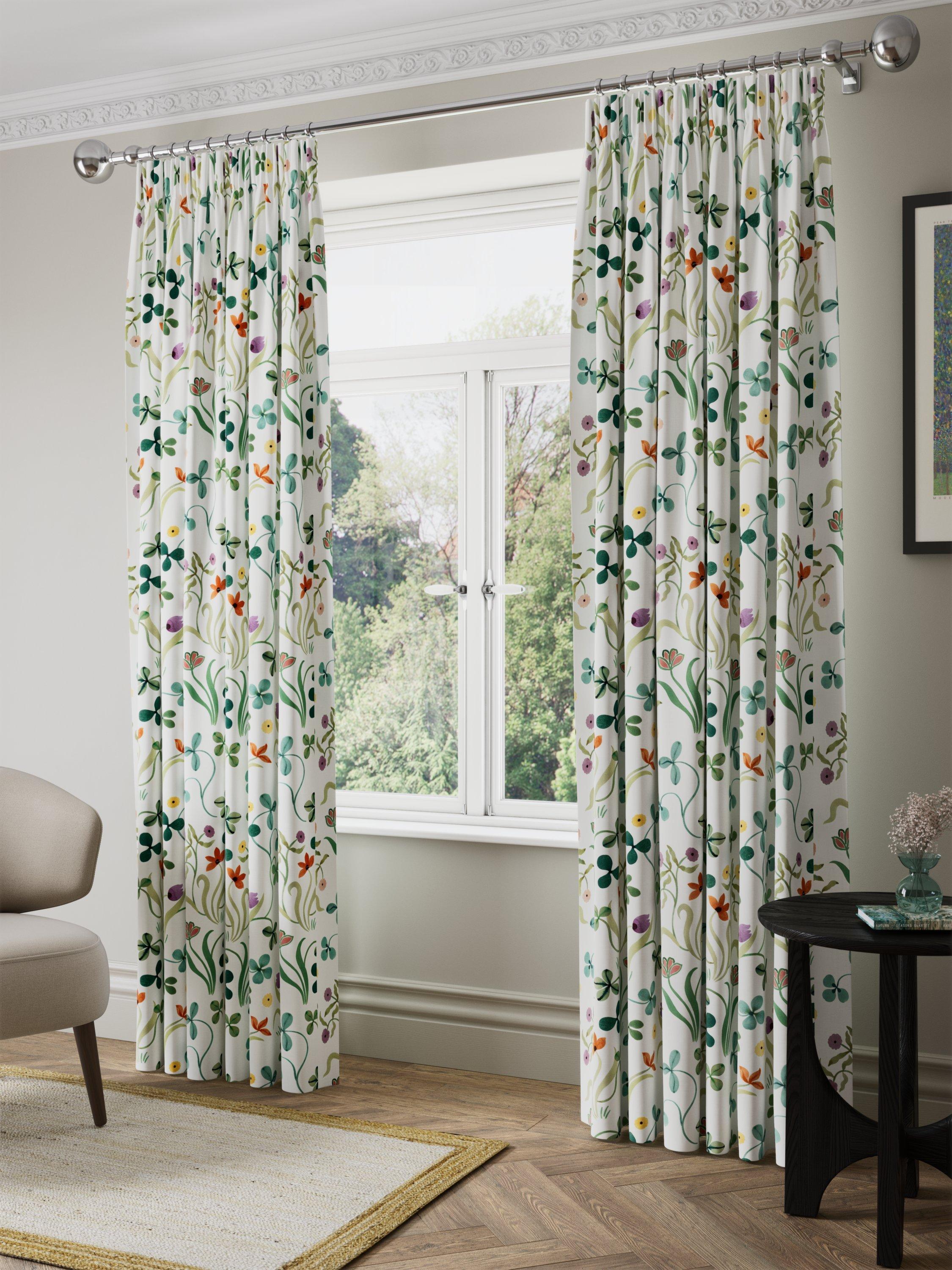 John Lewis Tulip Garden floral lined pencil pleat curtains - British product