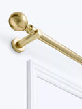 John Lewis Fixed Eyelet Metal Curtain Pole Kit with Ball Finial, Dia.28mm, Polished Brass, L120cm