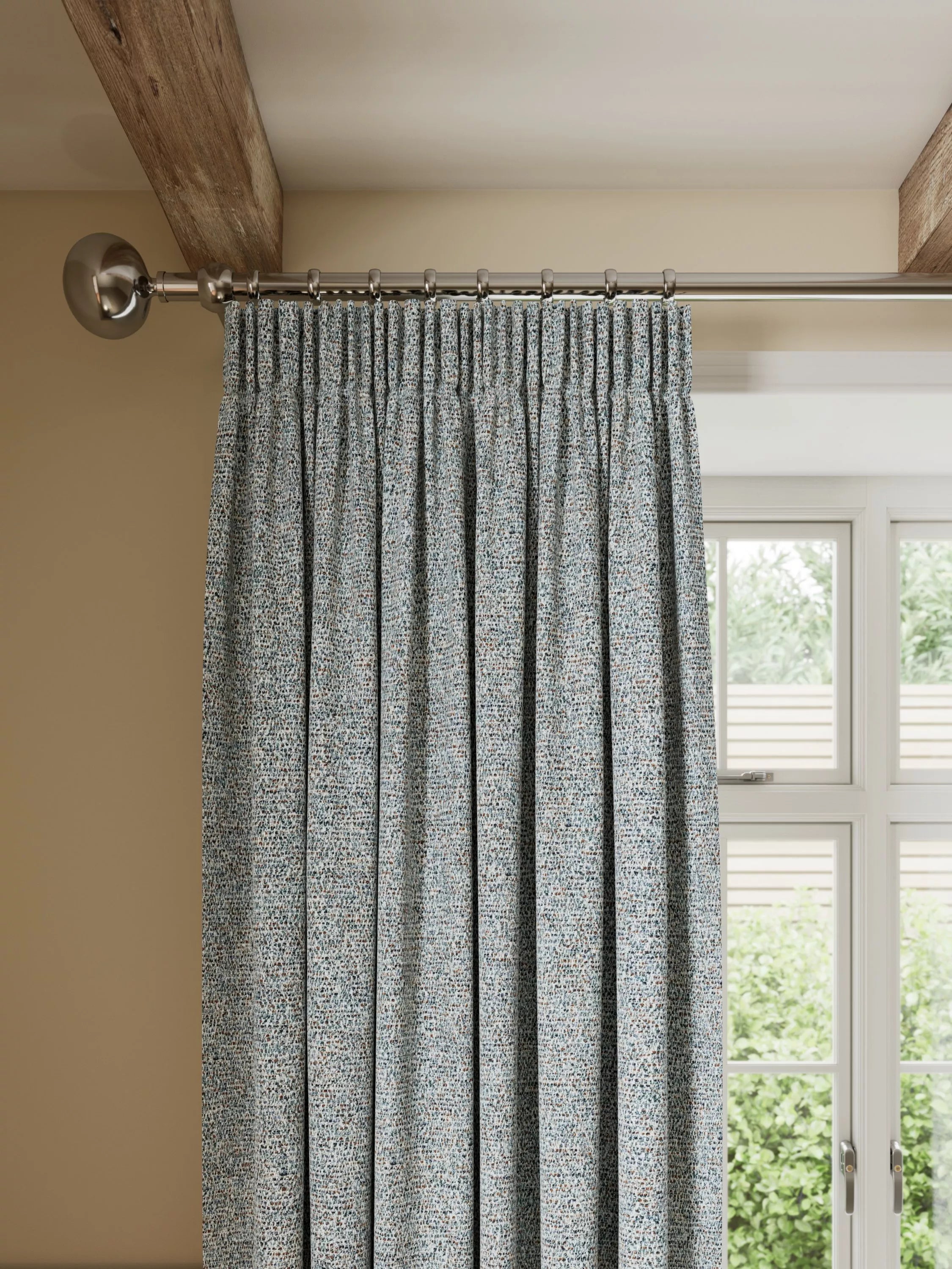 John Lewis Twisted Weave lined pencil pleat curtains multi 137cm drop (British brand)