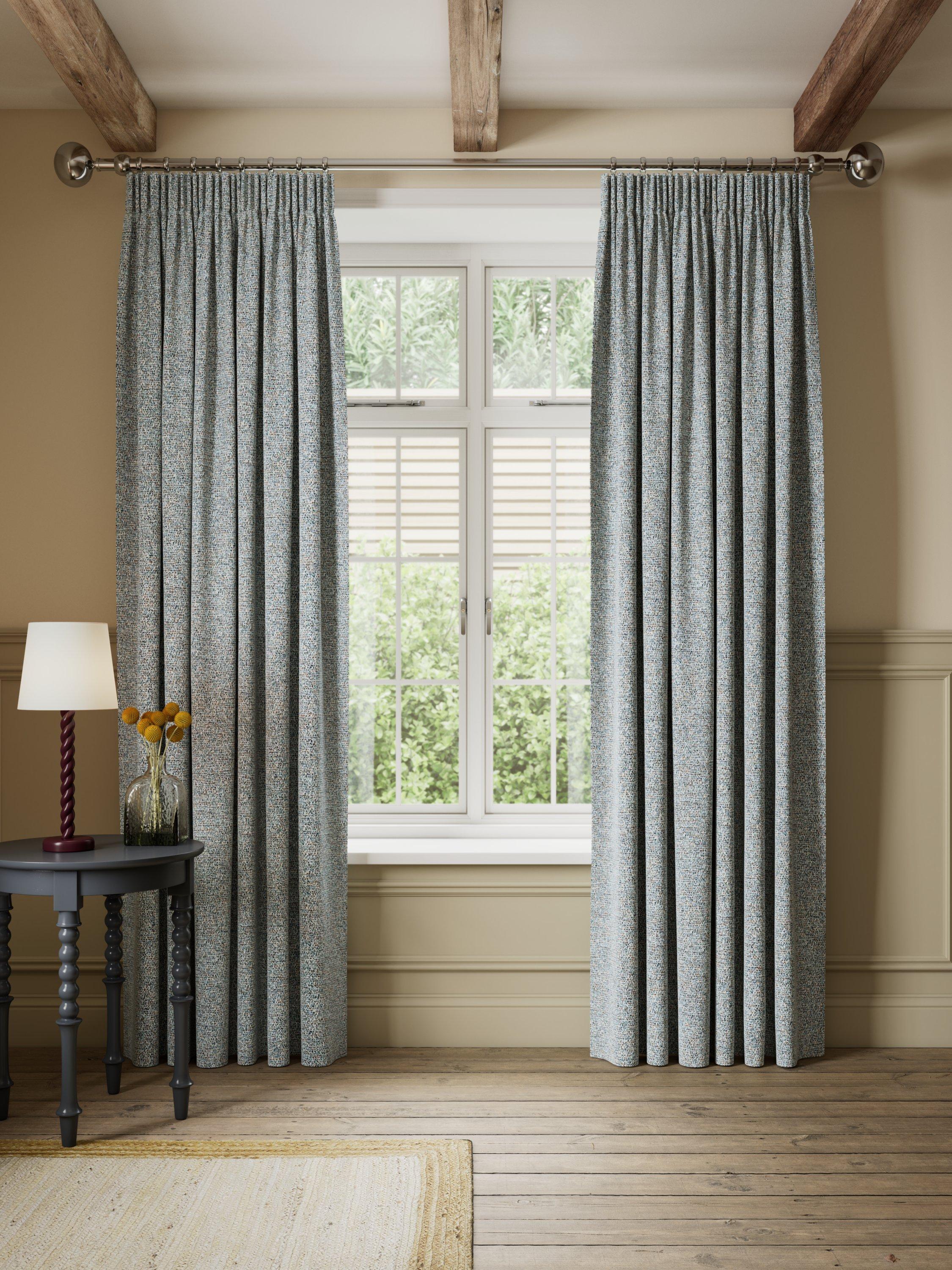 John Lewis Twisted Weave lined pencil pleat curtains multi 137cm drop (British brand)