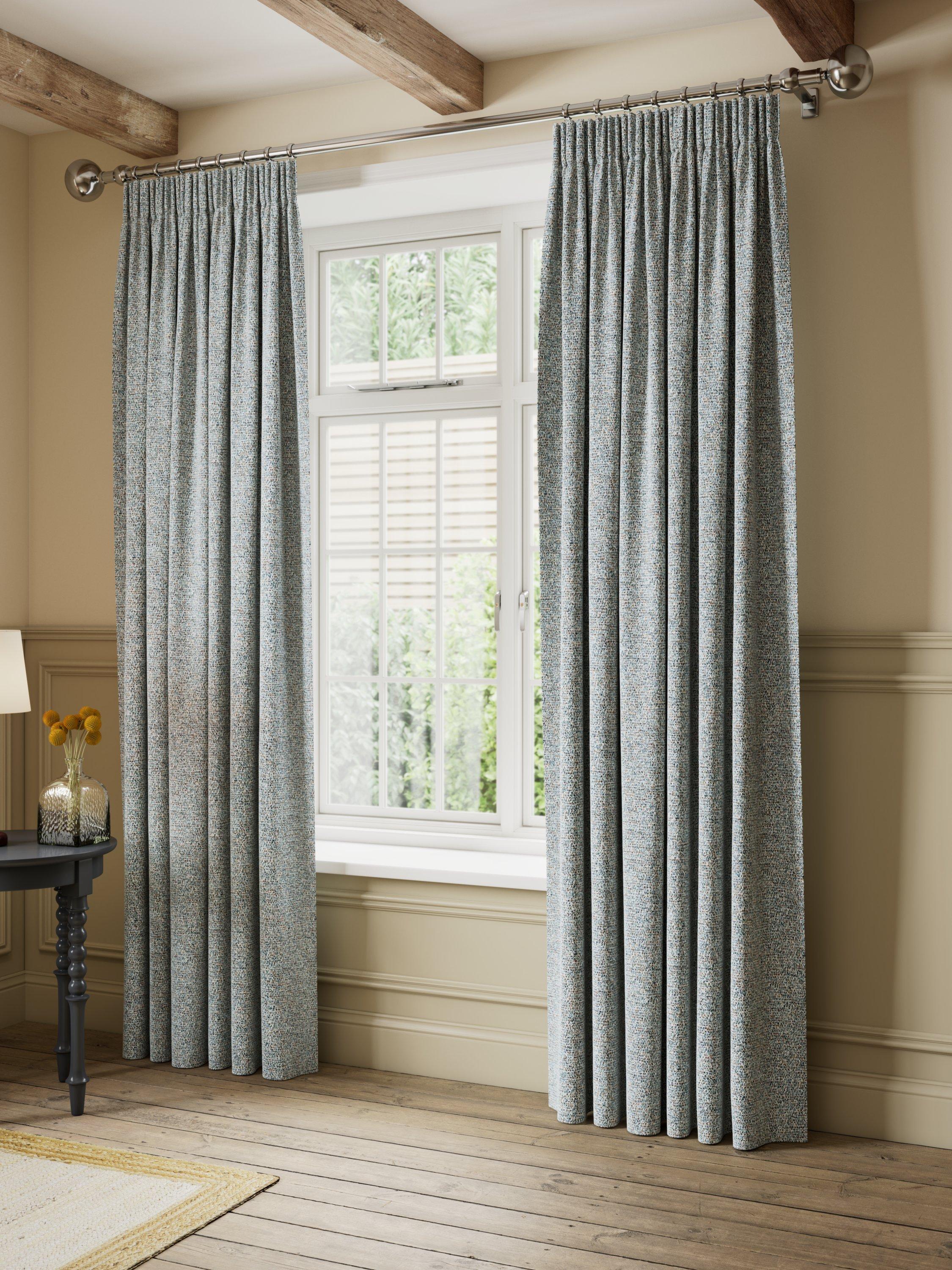 John Lewis Twisted Weave lined pencil pleat curtains multi 137cm drop (British brand)