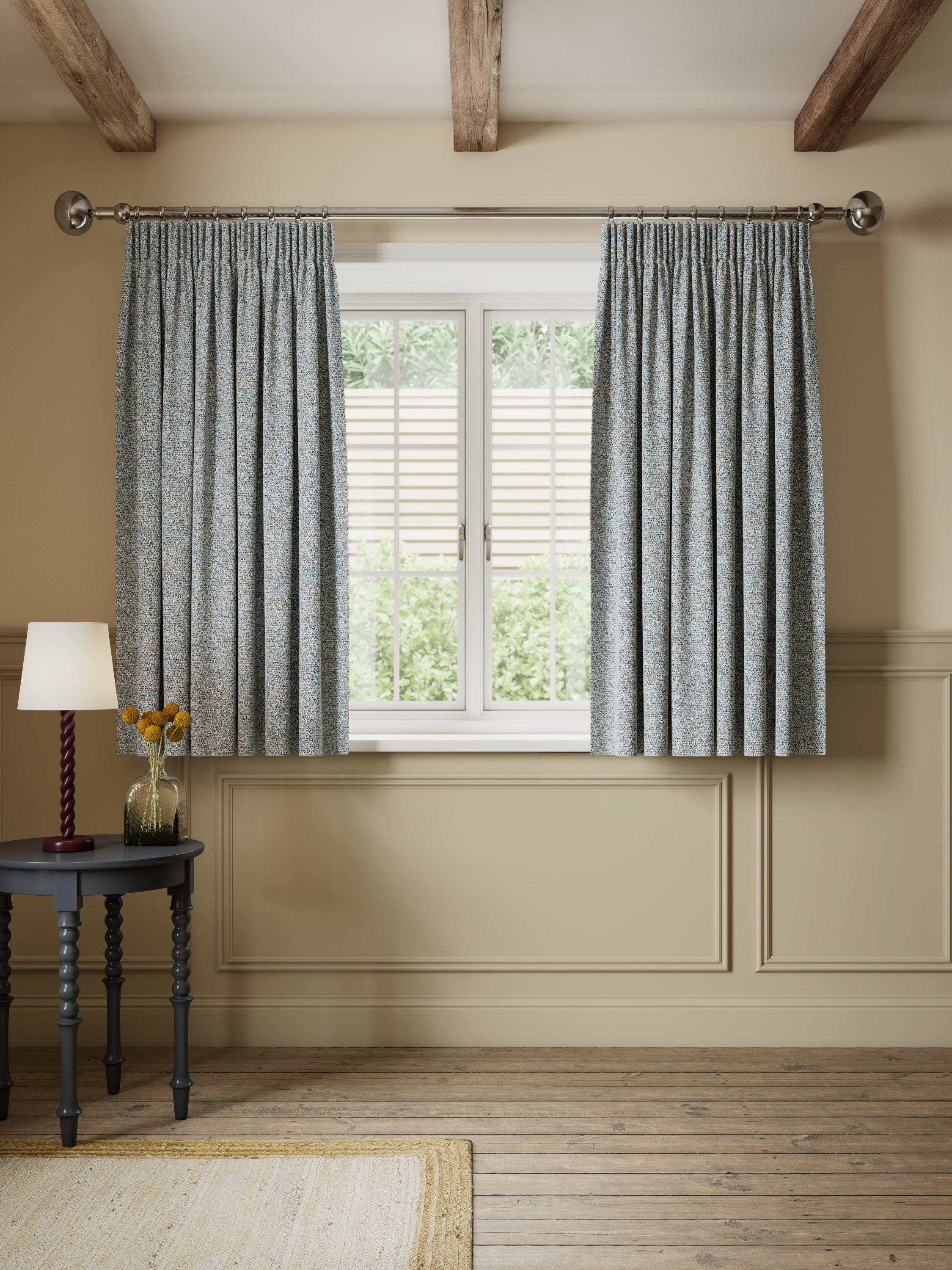 John Lewis Twisted Weave lined pencil pleat curtains multi 137cm drop (British brand)
