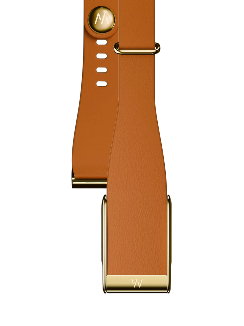 WHOOP LeatherLuxe Narrow MG Band Strap, Camel/Gold, L