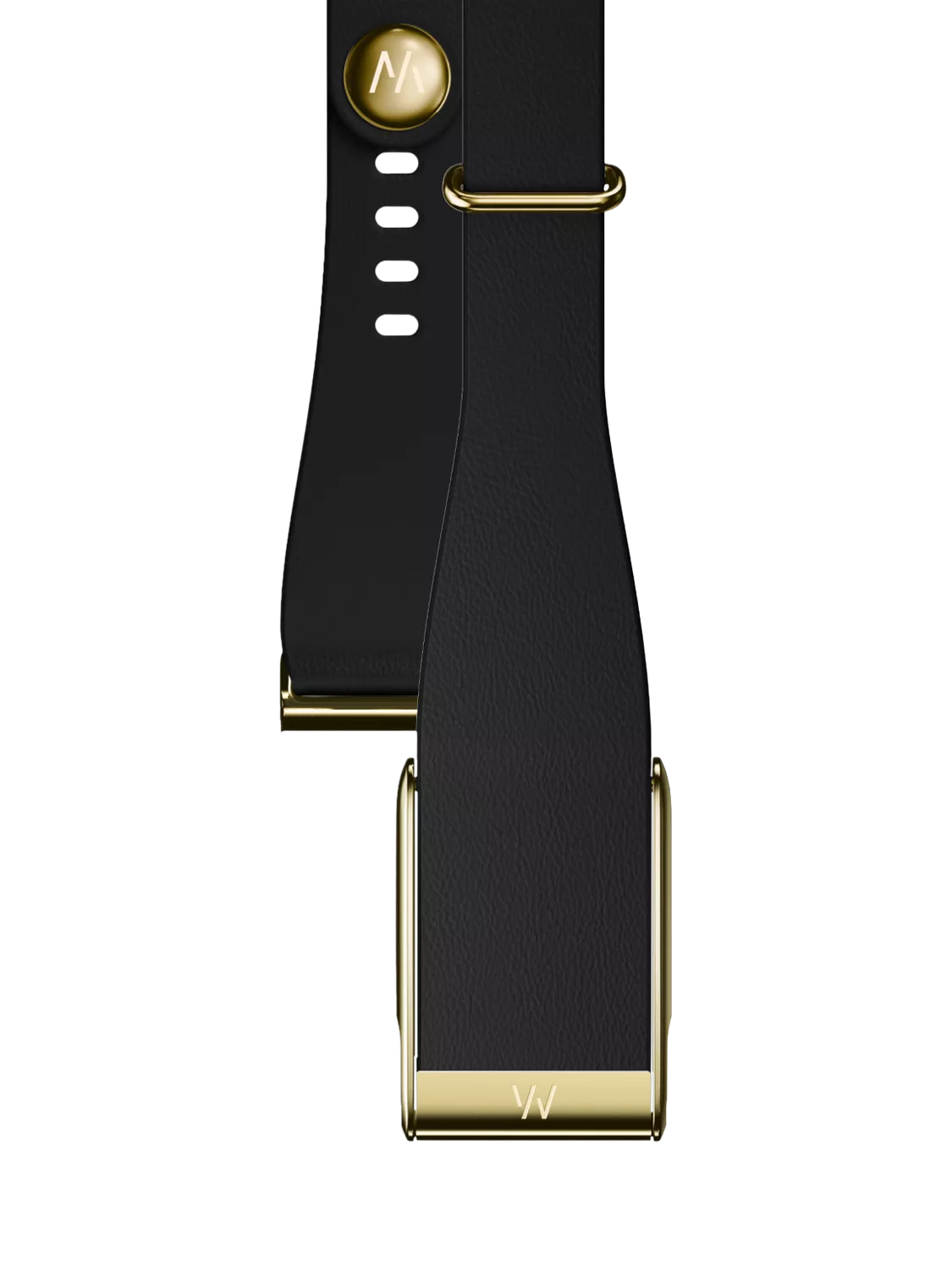WHOOP LeatherLuxe Narrow MG Band Strap, Black/Gold, S