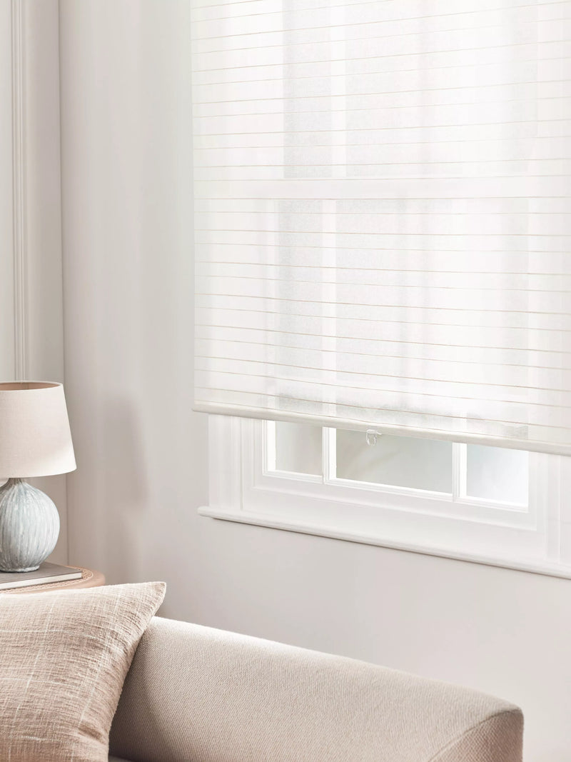 John Lewis Linen Rich Cordless Sheer Roller Blind, White, W120 x Drop 160cm