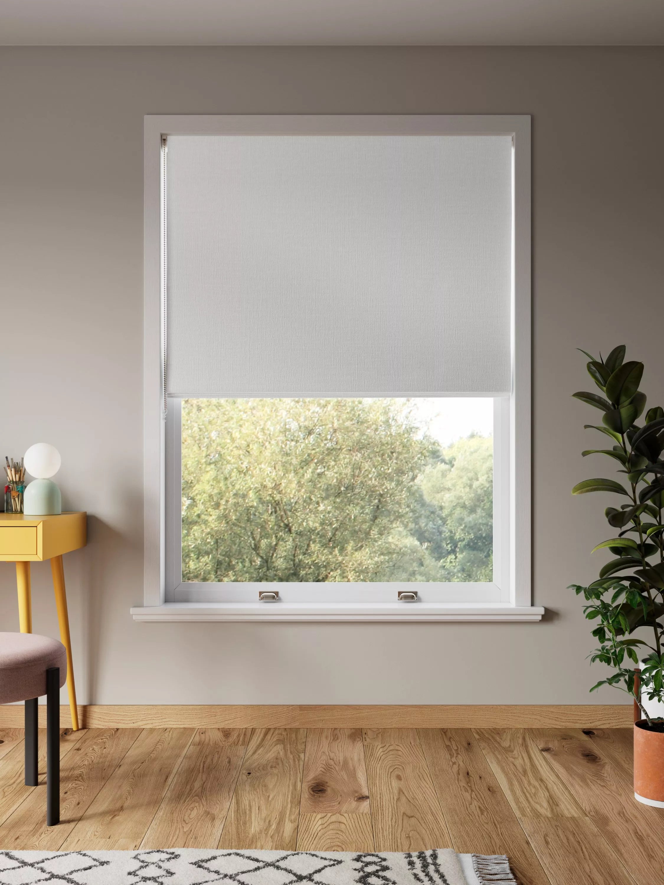 John Lewis Textured Weave Blackout Roman Blind, White, W60 x Drop 140cm