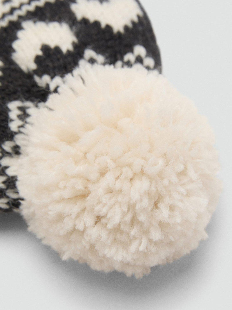 Mango kids bobble hat light beige, UK version