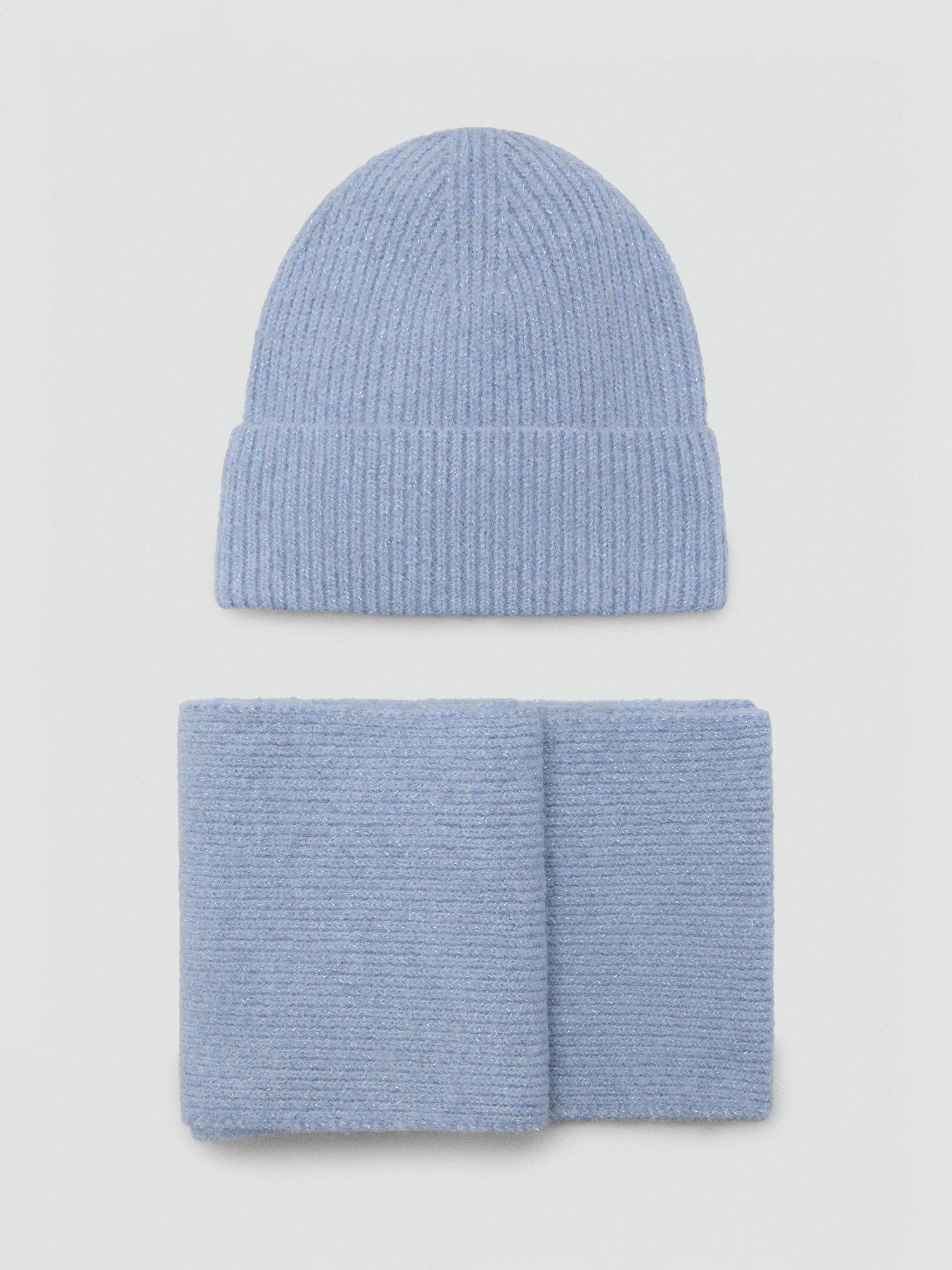 Mango kids beanie and scarf set light blue (British brand)