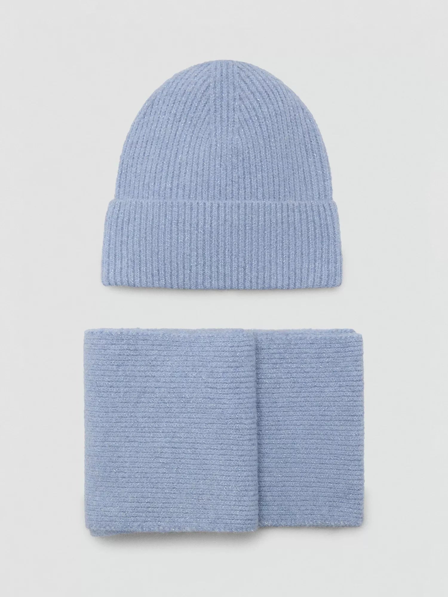 Mango kids beanie and scarf set light blue (British brand)