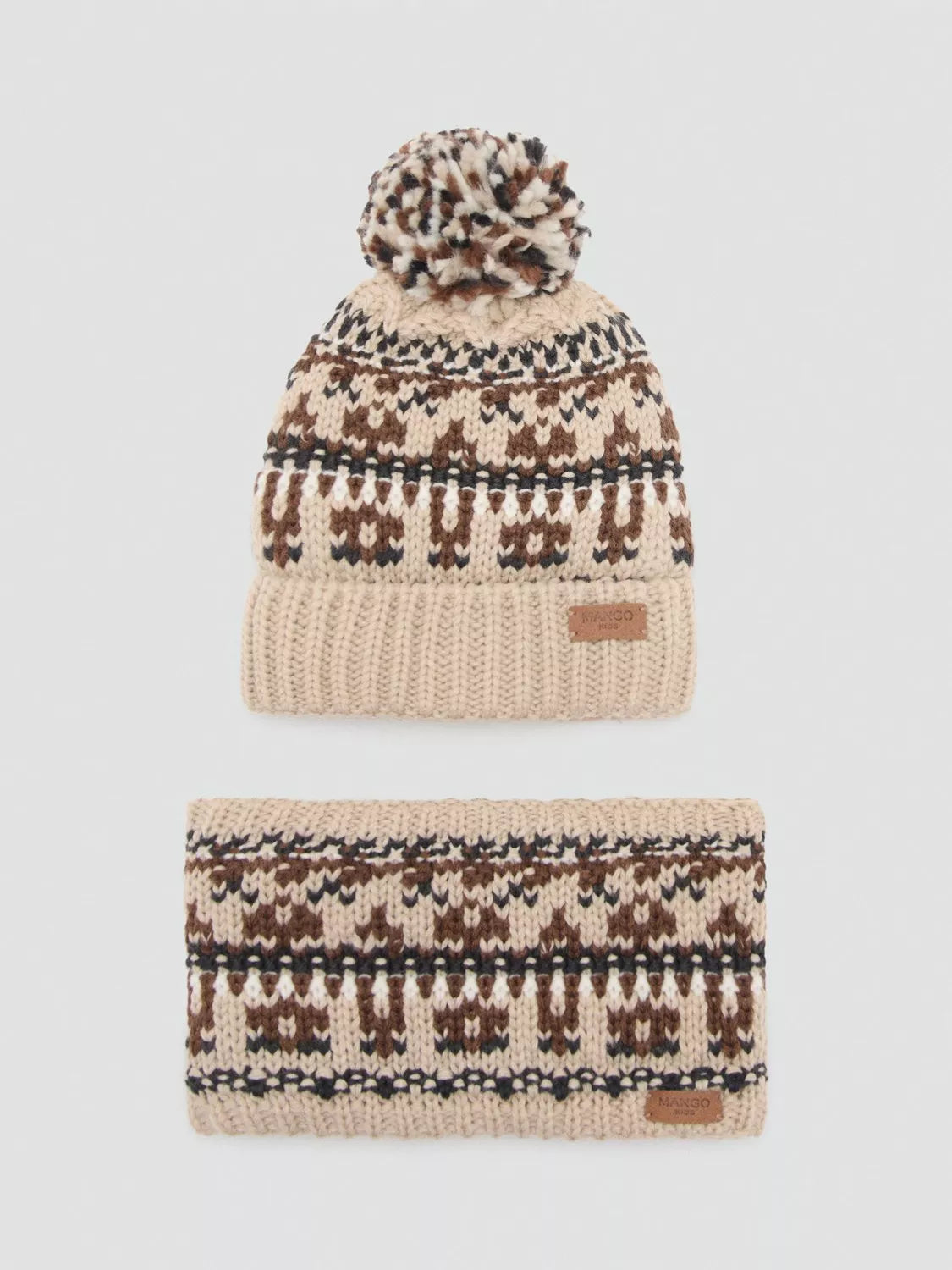 Mango kids bobble hat light brown (British brand)