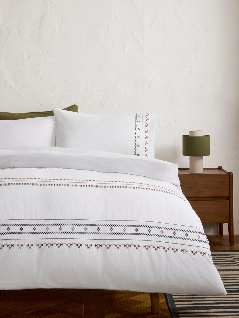 John Lewis embroidered geometric duvet cover set single (British brand)