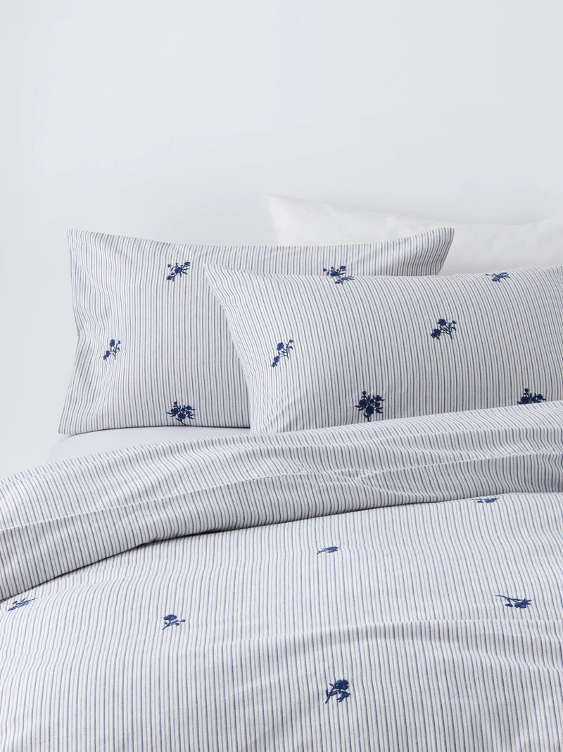 John Lewis duvet cover set Stanton pure cotton embroidered percale double, imported from the UK