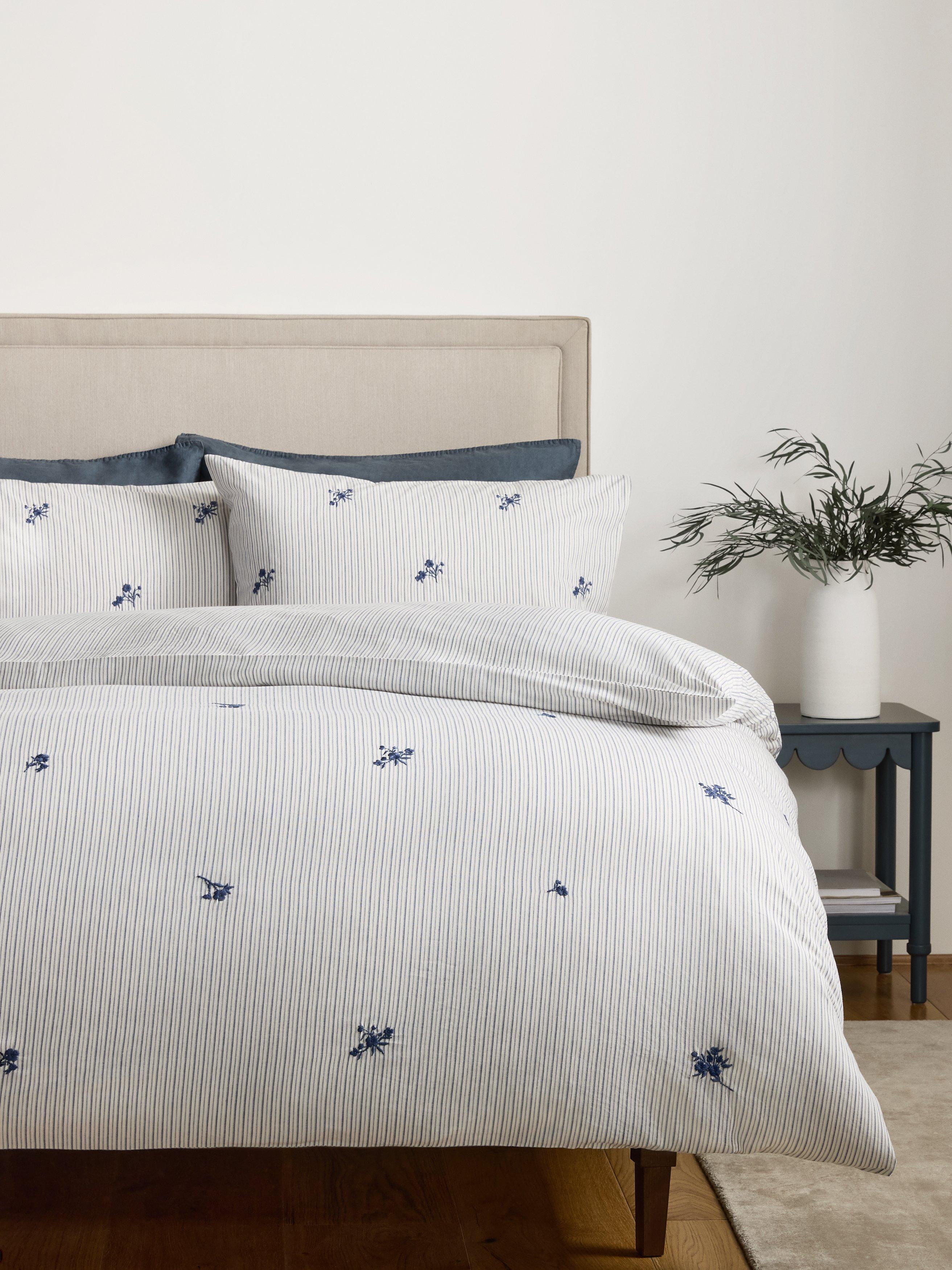 John Lewis duvet cover set Stanton pure cotton embroidered percale double, imported from the UK