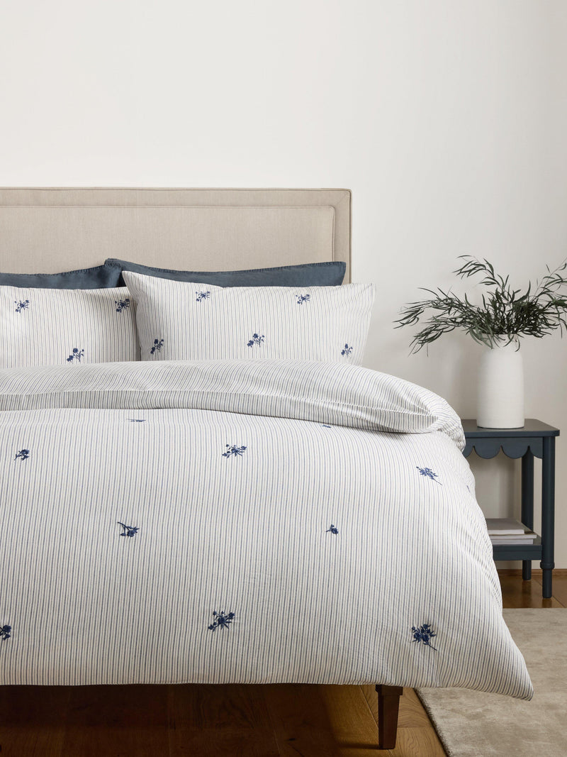 John Lewis duvet cover set Stanton pure cotton embroidered percale double, imported from the UK