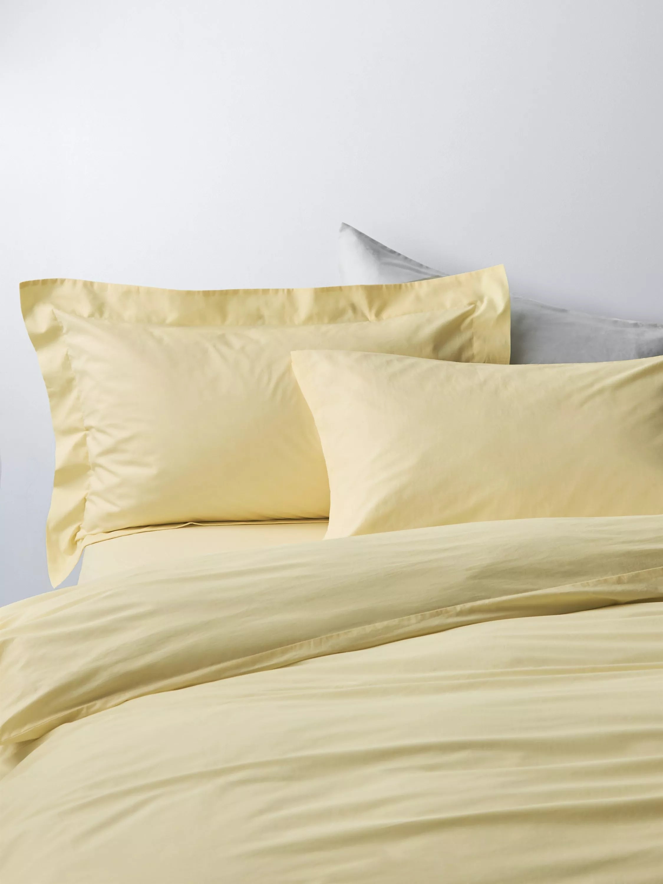 John Lewis Pure Cotton Percale Pair Standard Pillowcase, Yellow