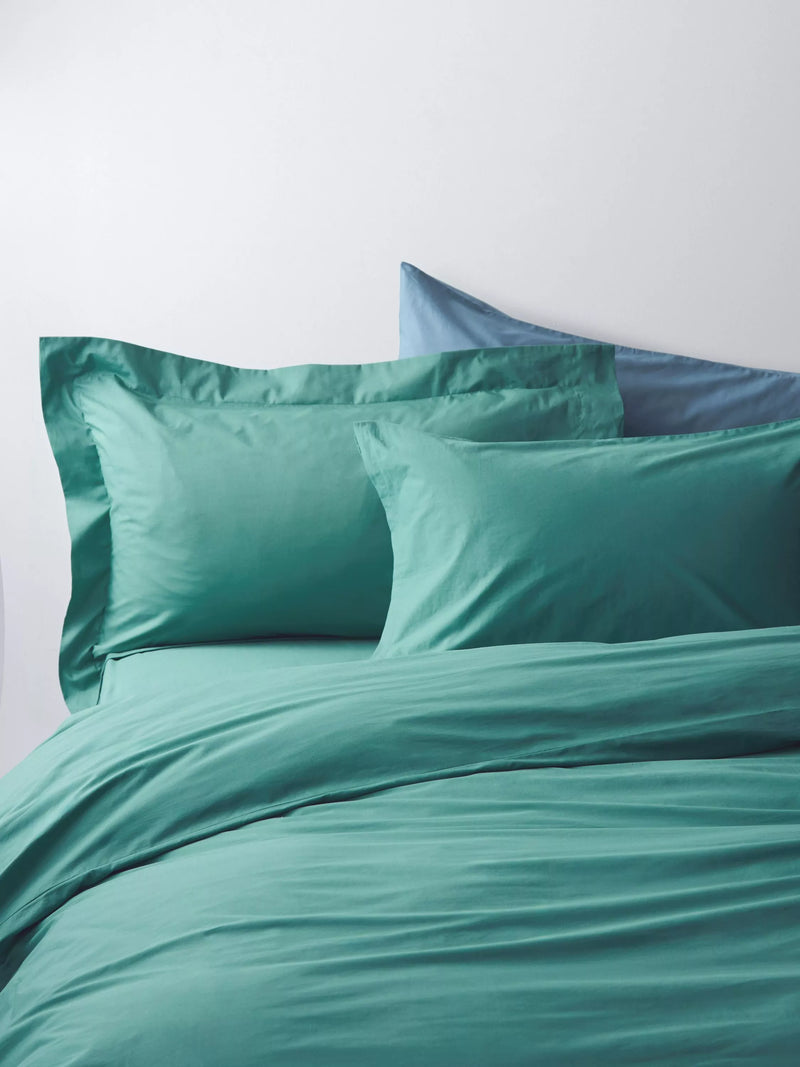 John Lewis Pure Cotton Percale Pair Standard Pillowcase, Spruce Green