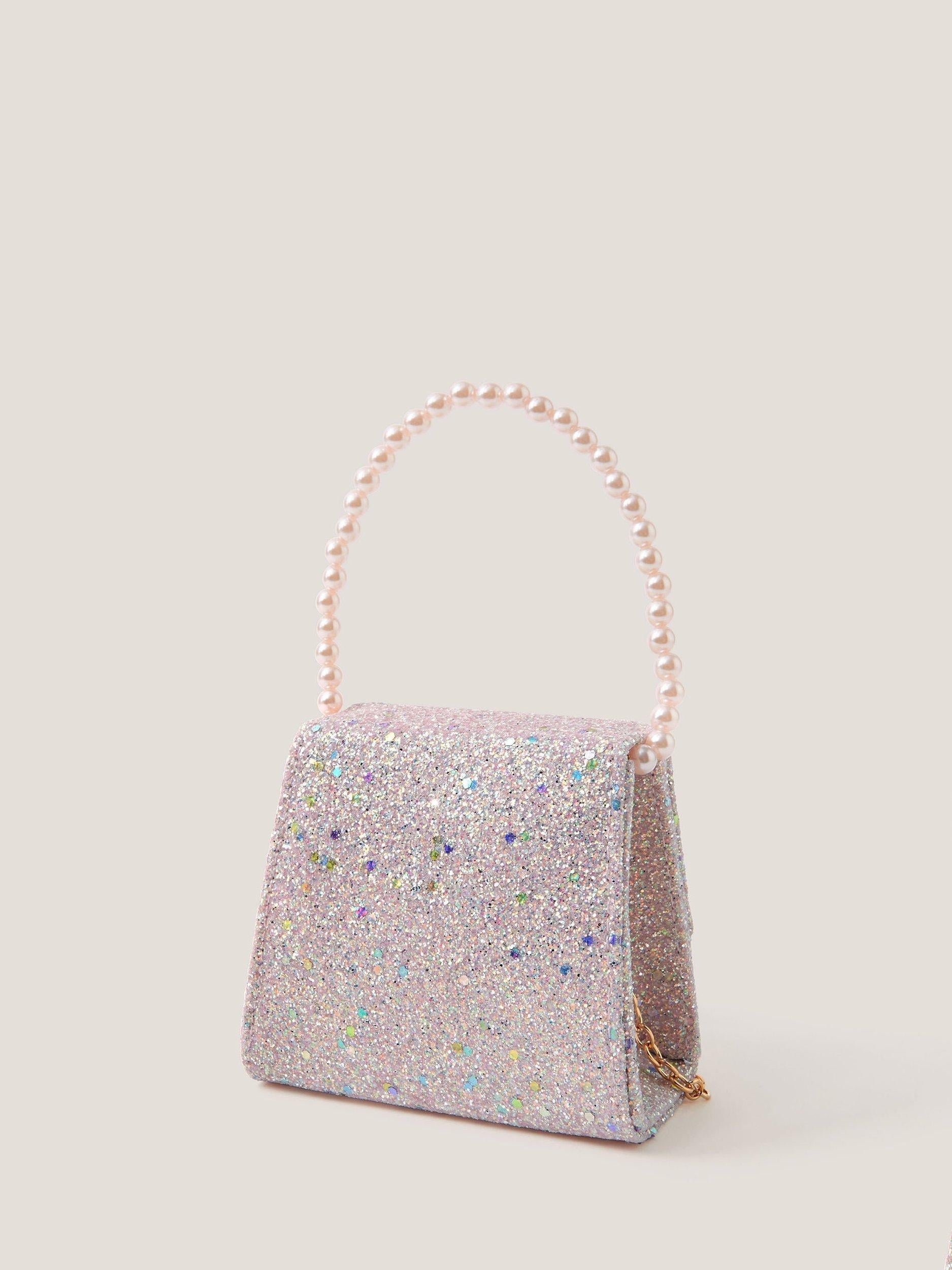 Monsoon kids' bow glitter bag in pink, UK version