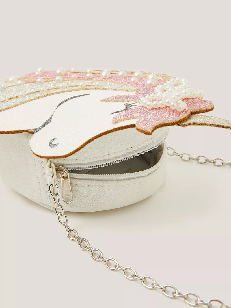 Monsoon kids' pearl unicorn crossbody bag, imported from the UK