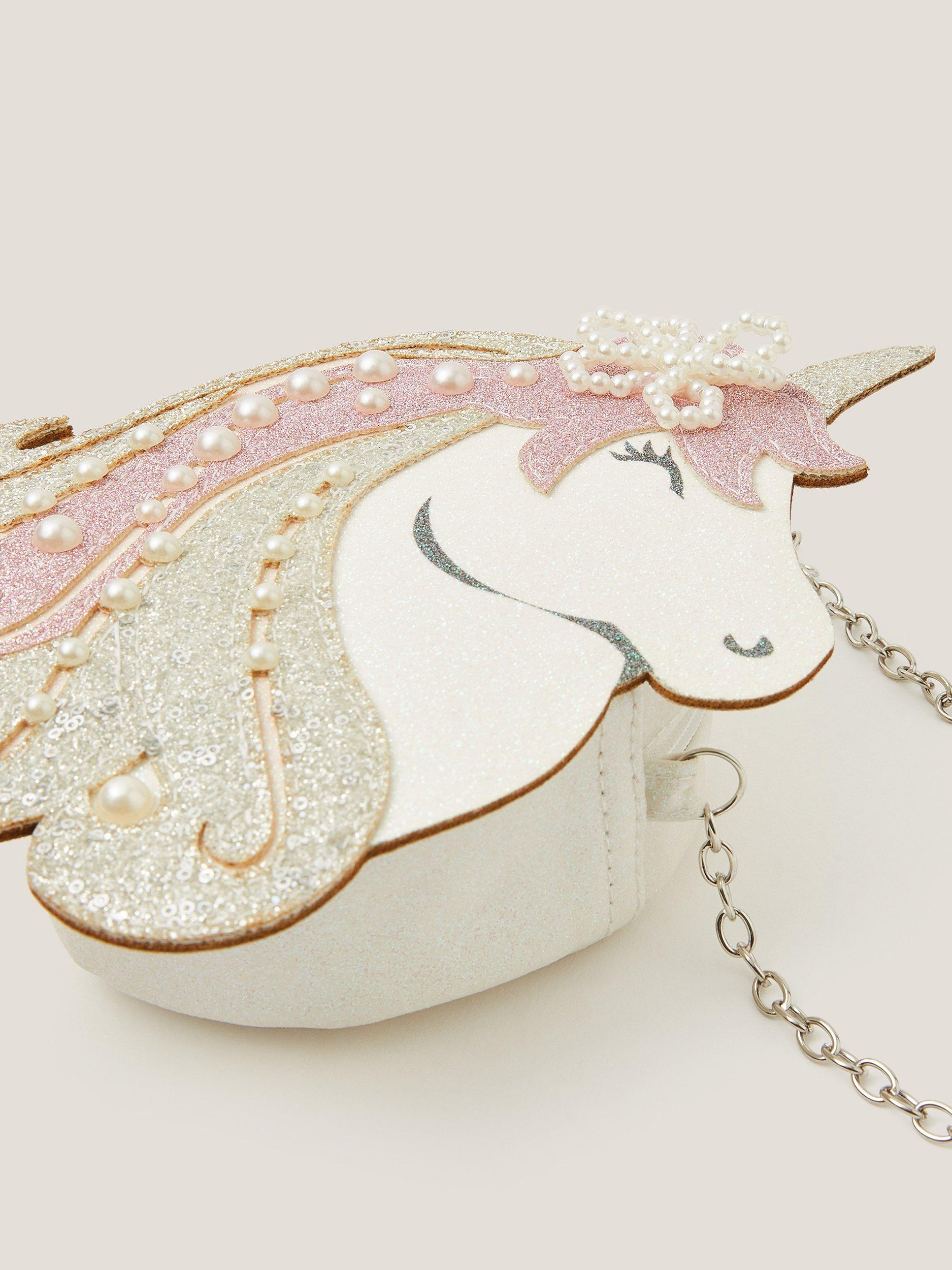 Monsoon kids' pearl unicorn crossbody bag, imported from the UK