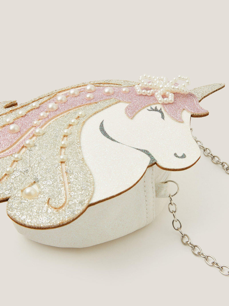 Monsoon kids' pearl unicorn crossbody bag, imported from the UK