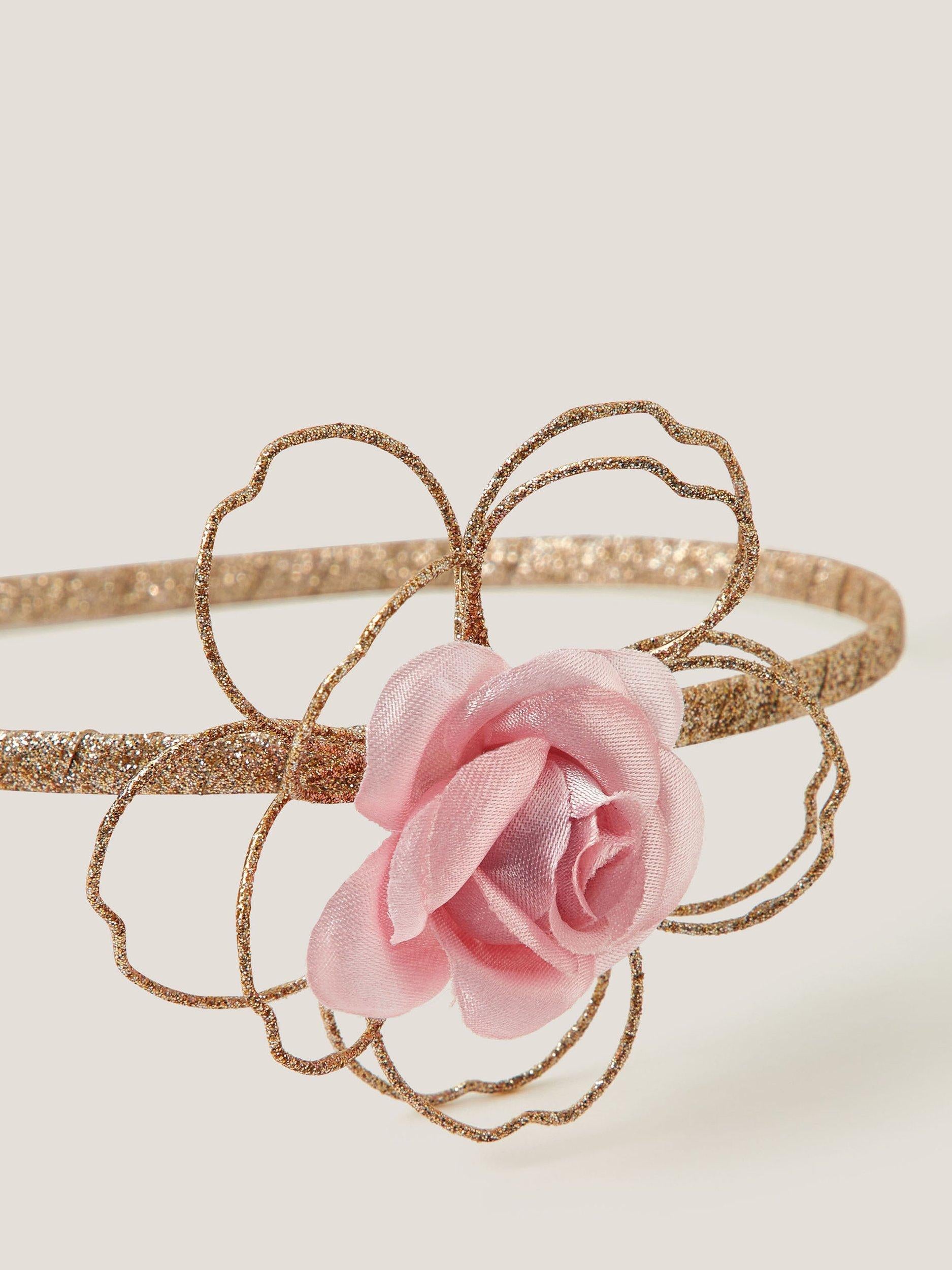 Monsoon rose glitter headband for kids, imported from the UK