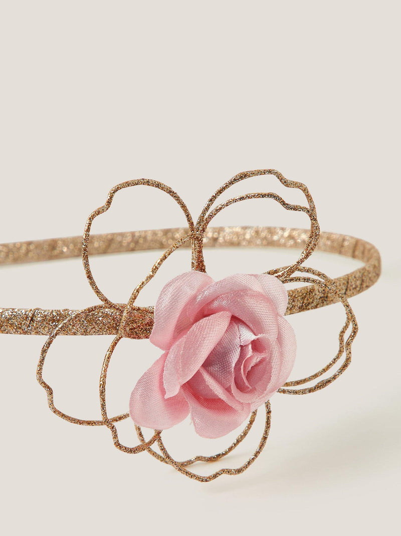 Monsoon rose glitter headband for kids, imported from the UK