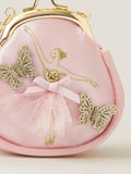 Monsoon kids' mini clip frame bag, pink with gold butterflies - British product
