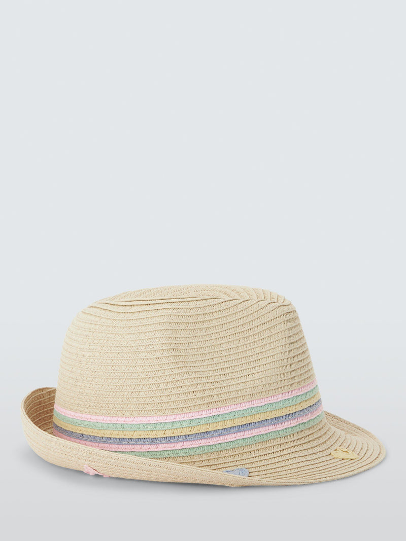 John Lewis kids paper straw trilby hat natural multi (British brand)