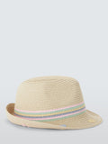 John Lewis kids paper straw trilby hat natural multi (British brand)