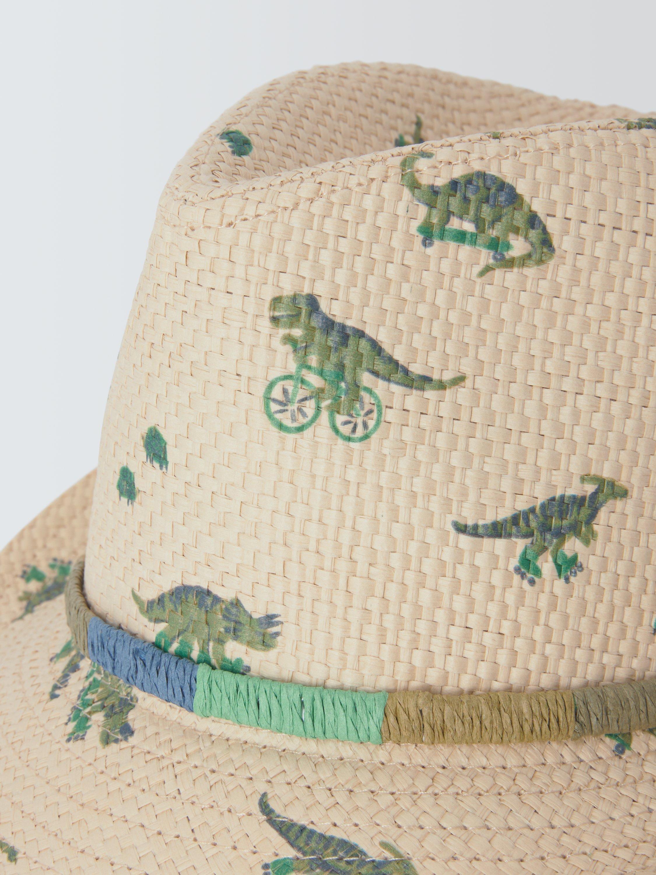 John Lewis kids dinosaur straw hat natural multi, imported from the UK