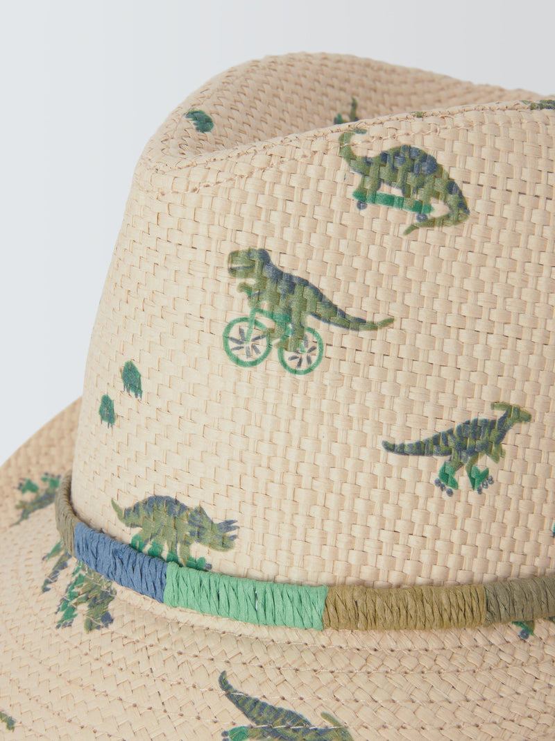 John Lewis kids dinosaur straw hat natural multi, imported from the UK