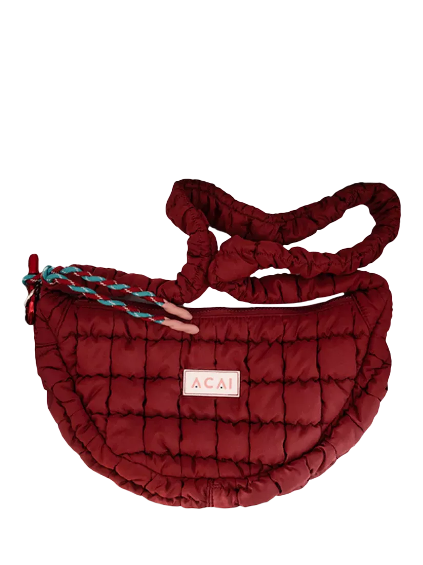 ACAI Quilted Sling Bag, Cabernet