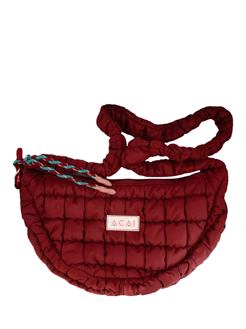 ACAI Quilted Sling Bag, Cabernet