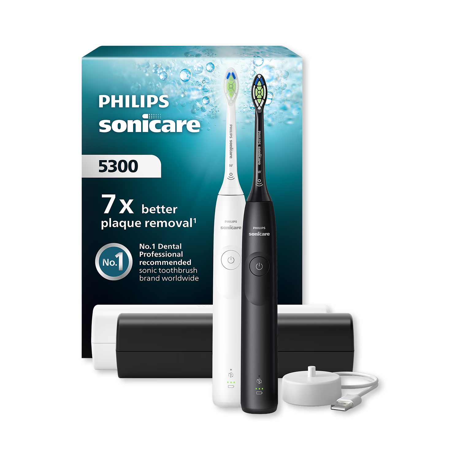 Philips Sonicare 5300 toothbrush black white travel case - British product