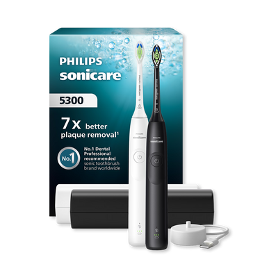 Holland & Barrett Philips Sonicare 5300 Series Electric Toothbrush Black & White with Travel Case- Buy online at McGrocer