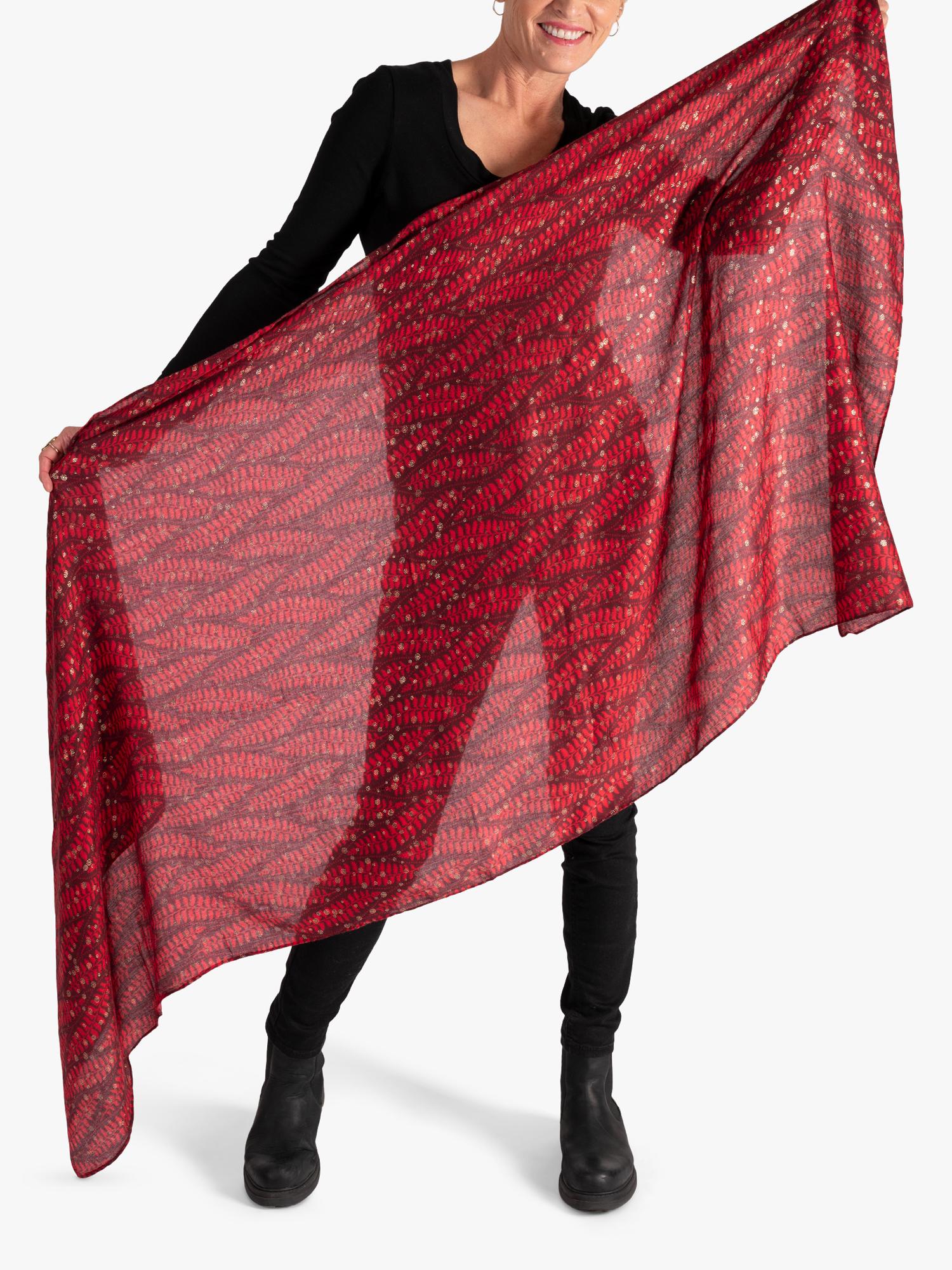 chesca Fern Scarf in Ruby oversized rectangular scarf (British brand)