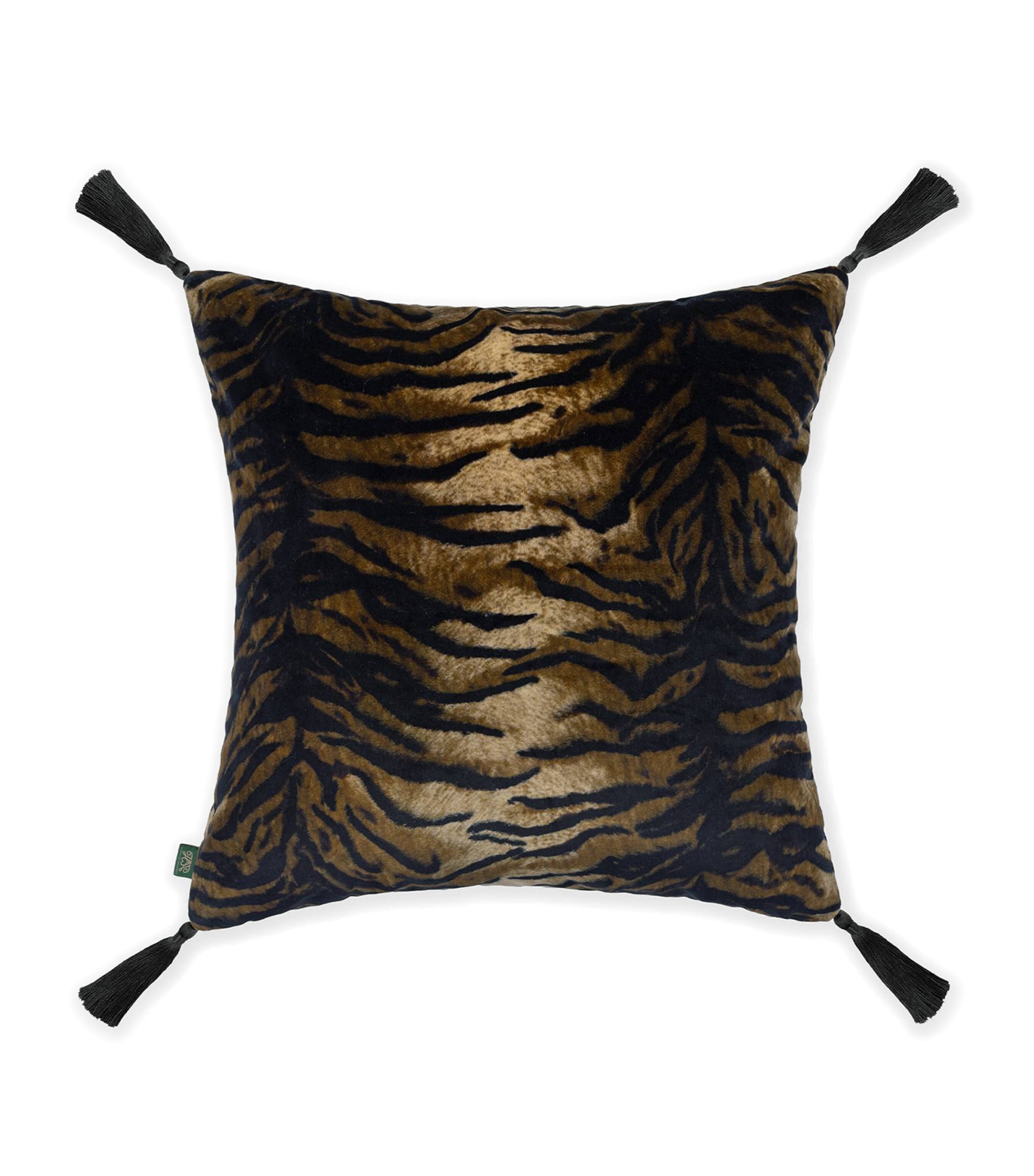 House of Hackney Jacquard Wild Saber Tassel Cushion with leopard print 60cm x 60cm, UK version