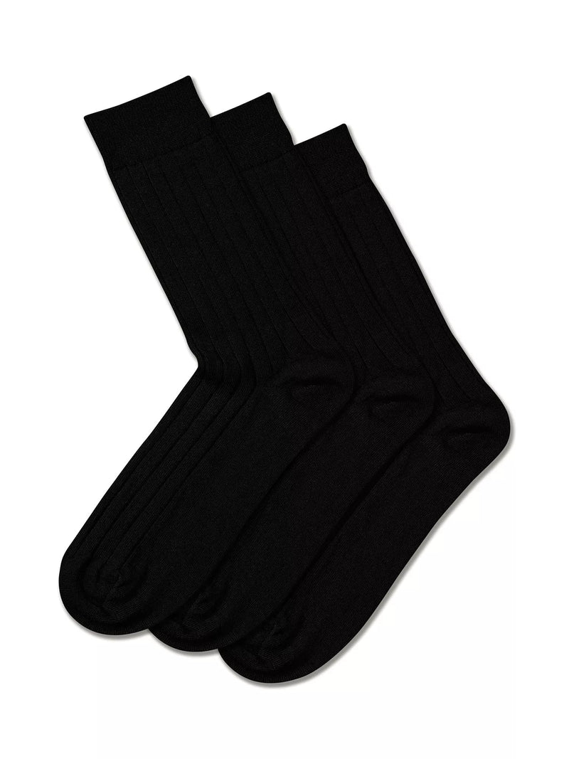Charles Tyrwhitt merino wool blend crew socks pack of 3 black, UK version
