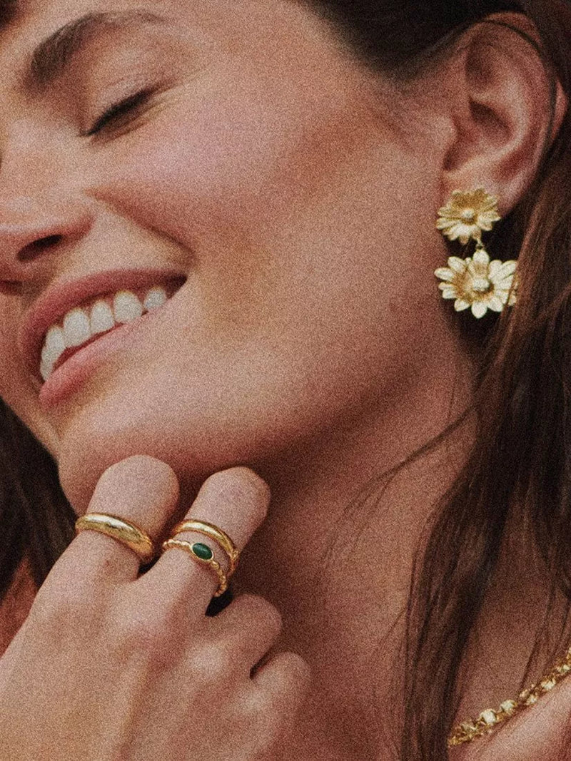 Daisy London green aventurine ring, imported from the UK