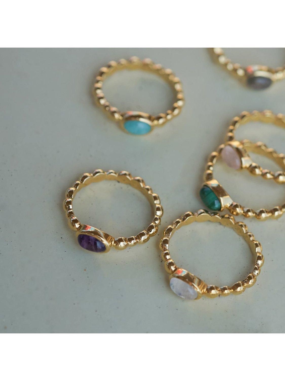 Daisy London textured amethyst gold ring, imported from the UK