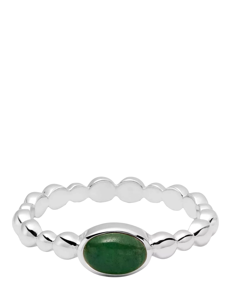 Daisy London aventurine ring in green and silver - British product