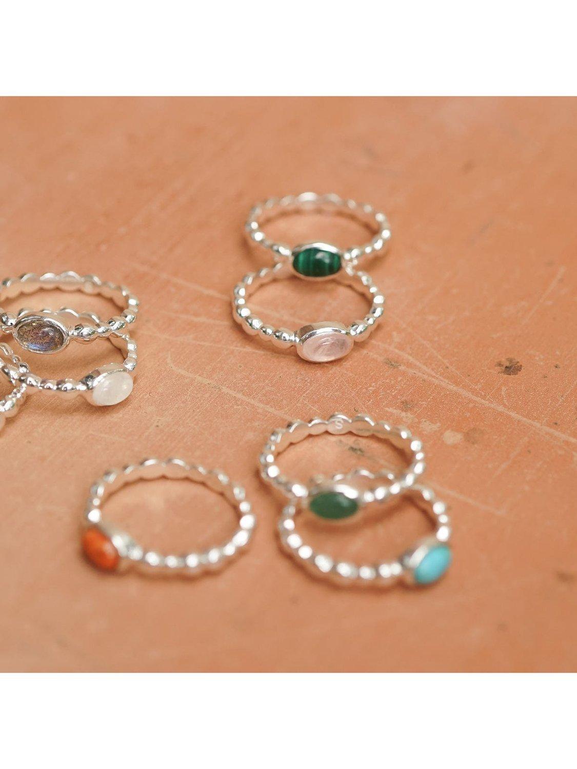 Daisy London aventurine ring in green and silver - British product