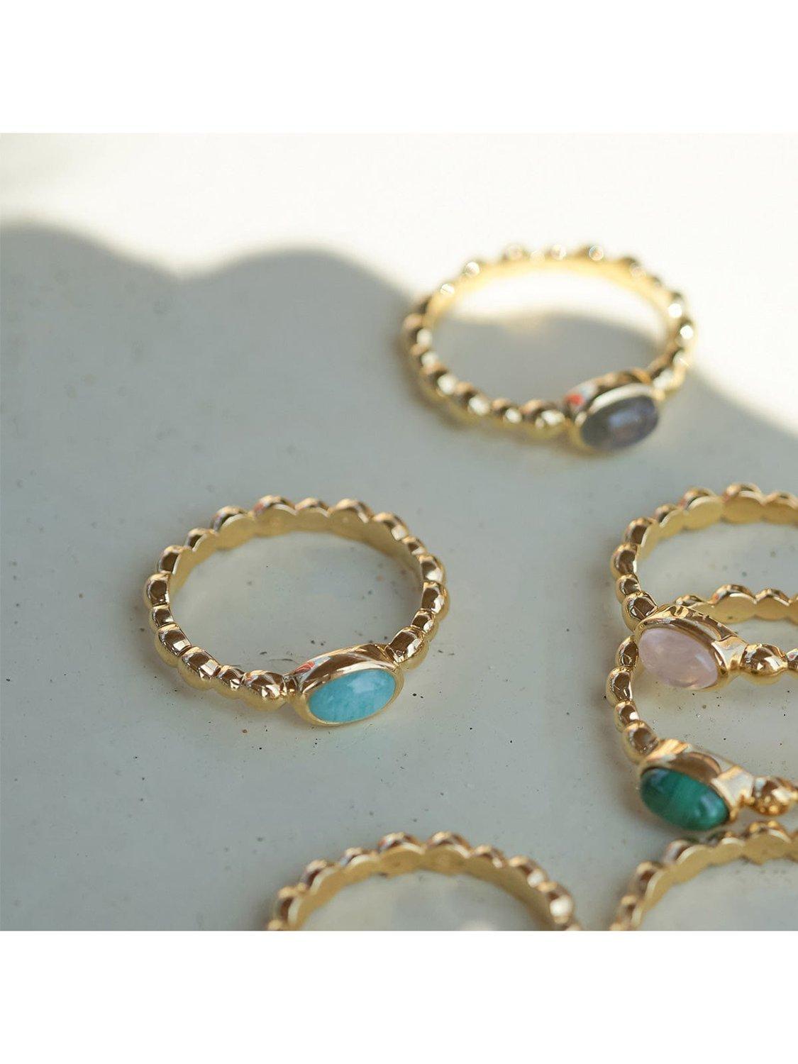 Daisy London amazonite ring gold plated sterling silver - UK version