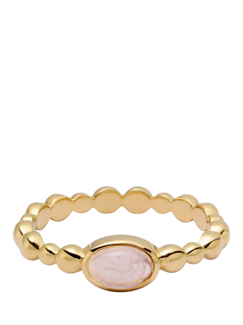Daisy London rose quartz ring, gold plated sterling silver, UK version