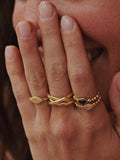 Daisy London rose quartz ring, gold plated sterling silver, UK version