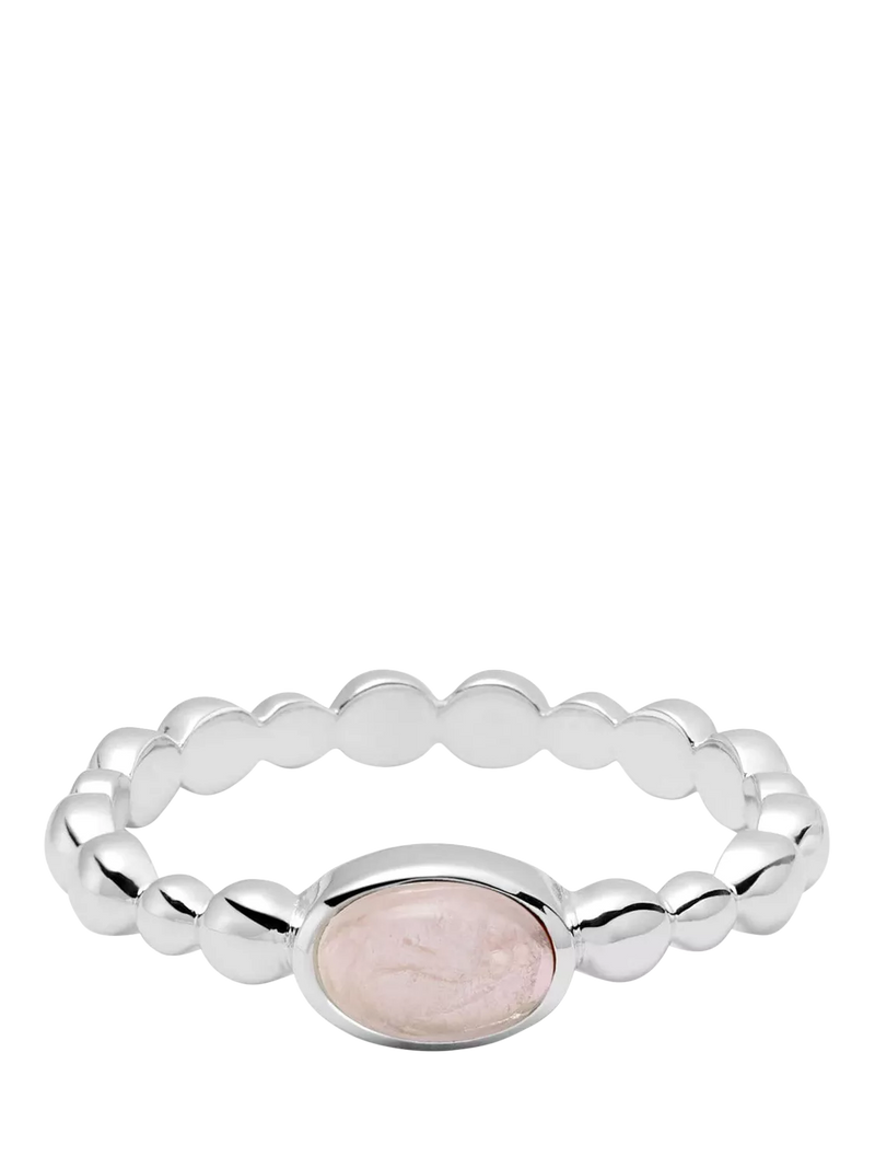 Daisy London Textured Stone Ring, Rose Quartz/ Silv, J