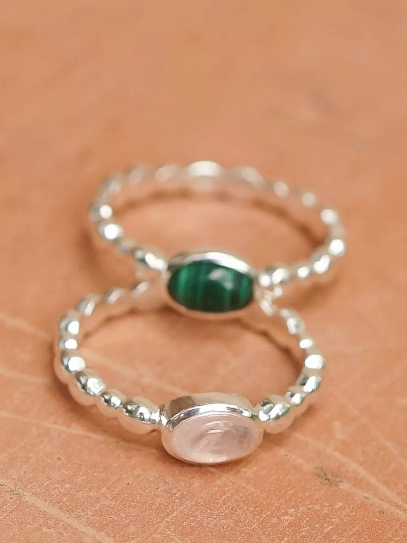 Daisy London rose quartz ring, imported from the UK