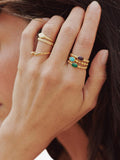 Daisy London textured stone ring malachite gold, imported from the UK