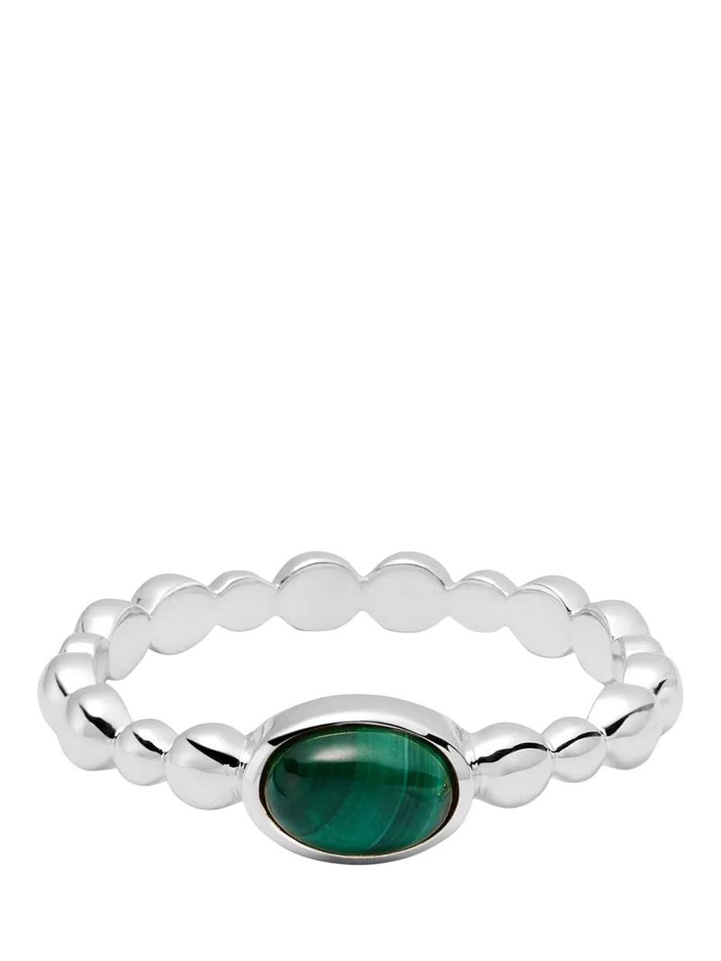 Daisy London textured malachite ring in recycled sterling silver, UK version